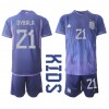Argentina Paulo Dybala #21 Bortedraktsett Barn VM 2022 Kortermet (+ korte bukser)